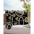 thumbnail image 6 of Pack of 2 Outdoor Pillow Covers, Geometric Brown and White Round Line Black Texture Waterproof Square Throw Pillowcase Cushion Decorative Pillow Covers for Couch Patio Tent, 20x20 in, 6 of 6