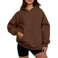 thumbnail image 5 of WTOBBY Women's Colorblock Sweatshirt Long Sleeve Casual Comfortable Loose Lightweight Pullover with FORGIVEN Letter Print, Streetwear Style Top for Daily Casual Wear,Coffee M, 5 of 5