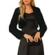 thumbnail image 5 of Chaqueta Cortada de Piel Sintética Abierta sin Cuello de Manga Larga INSPIRE CHIC para Mujeres 2XL Negra, 5 of 7