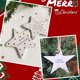 thumbnail image 4 of 1 caja de 12 adornos de estrellas de cerámica, adorno de porcelana para árbol, colgante de estrella blanca con 12 discos de cerámica esmerilados en blanco con pentáculo colgante de hilo dorado., 4 of 5