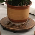 thumbnail image 5 of Flowers Pot Mover Trolley Shelf Universal Wheel Tray 360° Swivel Plant Stand Removable Round Wooden Flower Pot Holder, 5 of 9