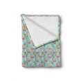 thumbnail image 2 of Artwork Soft Flannel Fleece Throw Blanket, Exotic Theme Pink Flamingos and Pineapples Hawaiian Background Palm Leaves, Cozy Plush for Indoor and Outdoor Use, 50" x 60", Multicolor, by Ambesonne, 2 of 6