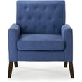 thumbnail image 4 of LUE BONA Linen Accent Chair 18.5" H, Button Tufted Arm chair, Comfy Living Room Chair with Arms ,Navy Blue, 4 of 7