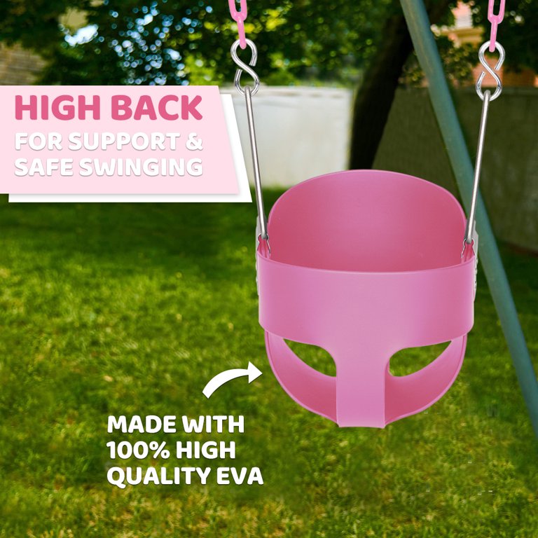 Swing Set Stuff Highback Full Bucket with 5.5' Coated Chain & SSS Logo Pink