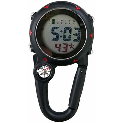Multifunctional Carabiner Quartz Watch Luminous Digital Fob Watch with Compass for Doctor Nurse or Outdoor Climbing ActivitiesCarabiner Watch Clip
