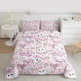 thumbnail image 2 of Feelyou Girly Pink Ghost Bedding Comforter Set for Girls, Kawaii Princess Bowknot Twin Comforter Sets, Cute Flower Floral Reversible Bedding Set, Lightweight Room Decor, 2 Pieces, 2 of 8