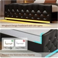 thumbnail image 3 of Amuzer Queen Bed Frame with Tall Headboard, Upholstered Platform Bed Frame with Charging Station and LED Lights, Black, 3 of 7
