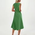 thumbnail image 5 of Women's 2026 Summer Dresses Solid-Color Button Short-Sleeved Lapel Casual Belt Pocket Sundresses — Green∣2XL, 5 of 8