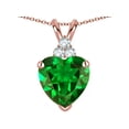 thumbnail image 3 of Star K� 8mm Heart Shape Simulated Emerald Three Stone Pendant Necklace, 3 of 9