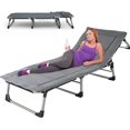 thumbnail image 2 of Slsy 4-Fold Folding Camping Cot, Portable Folding Cots for Adults,Folding Chaise Lounge Chair,Heavy Duty Outdoor Sleeping Cot Bed with Mattress & Carry Bag, 2 of 11
