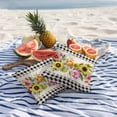 thumbnail image 5 of Yellow Pink Floral Outdoor Pillow Covers Pack of 2 Spring Summer Botanical Linen Black Plaid Waterproof Throw Pillow Covers Decorative Cushion Cases for Patio Garden Tent Balcony Couch 16x16 inch, 5 of 9