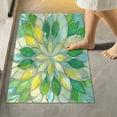 thumbnail image 6 of Toilet Rug Set Non-Slip Bathroom Rugs Soft Plush Machine Washable Contour Bath Mat Yellow Green Floral Stained Glass 24x20/24x16, 6 of 9