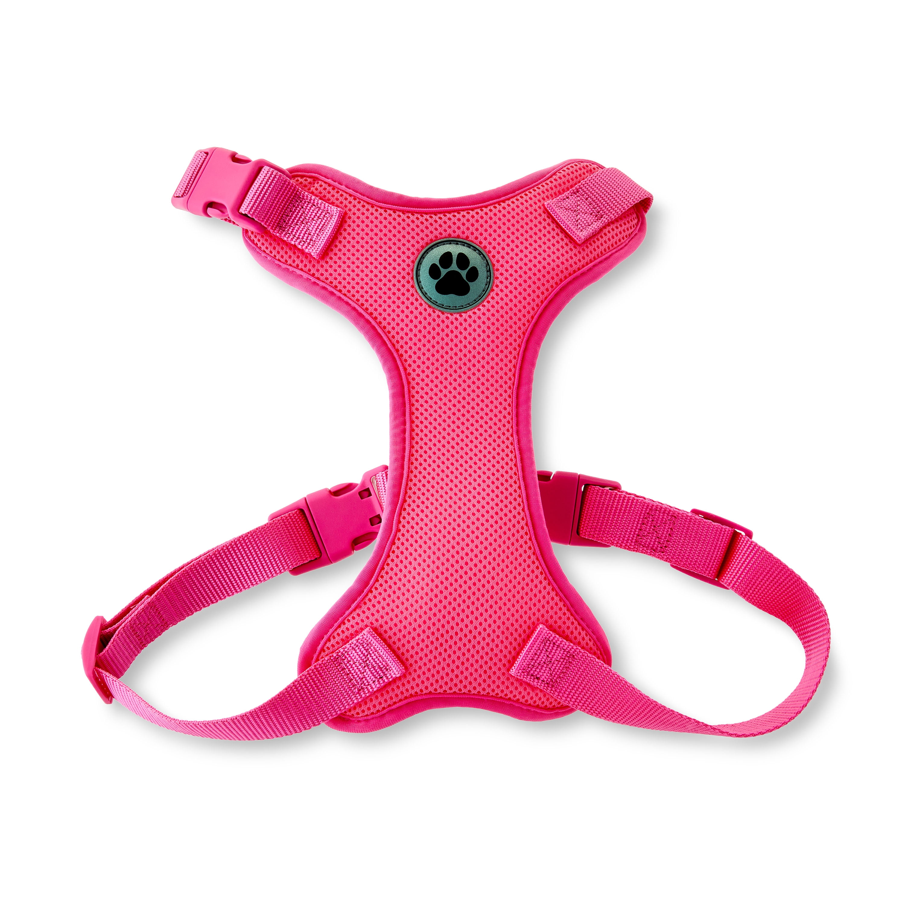 Vibrant Life Mesh Adjustable, Reflective Dog Walking Harness, with Dog Collar included, Pink, Large