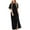 DT-Black, variant on Women's Short Sleeve Split Maxi Dress, Solid Color, Year-Round Casual & Trendy Wear, Edgy Fit