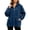 Dark Blue, variant on IUYRTFE Women Denim 1/4 Zip Hooded Pullover Long Sleeve Loose Fit Top with Pockets