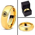 thumbnail image 4 of Tungsten Lion Lioness Panthera Leo Band Ring 7mm Men Women Comfort Fit 18k Yellow Gold Dome Polished, 4 of 4