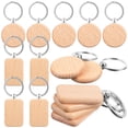 thumbnail image 3 of SHISUYAN 10 Pcs Blank Wooden Key Tag Keychains Rectangle and Round Shape Wood Pendant Keyrings, 3 of 9