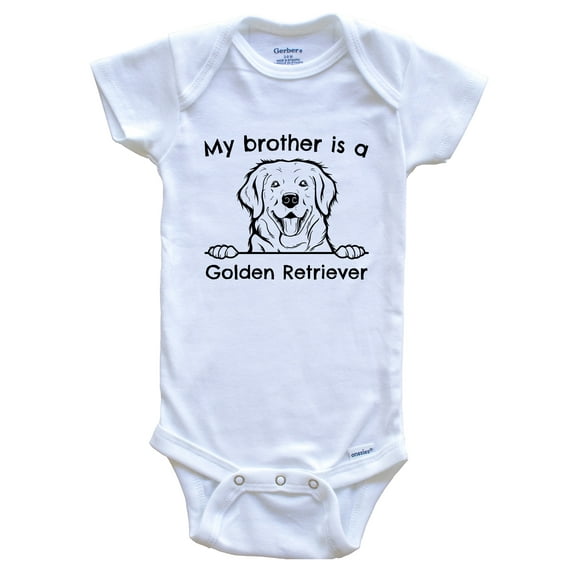 My Brother is a Golden Retriever Cute Dog Breed Baby Bodysuit, 0-3 months white