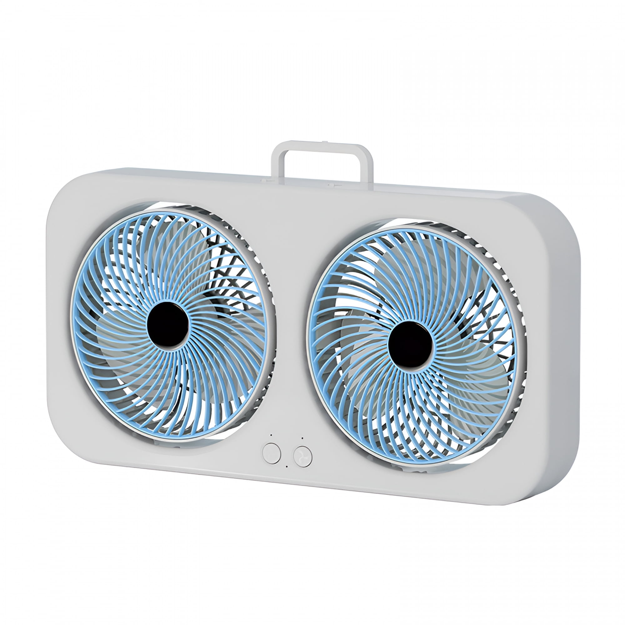 HIBIBUD Window Fan for Bedroom, 15.7 Inch 2 Speed Individual 180 Degree Rotating Fan Heads, Auto-Locking Expanders, Window Exhaust Fan, Removable Bug Screen