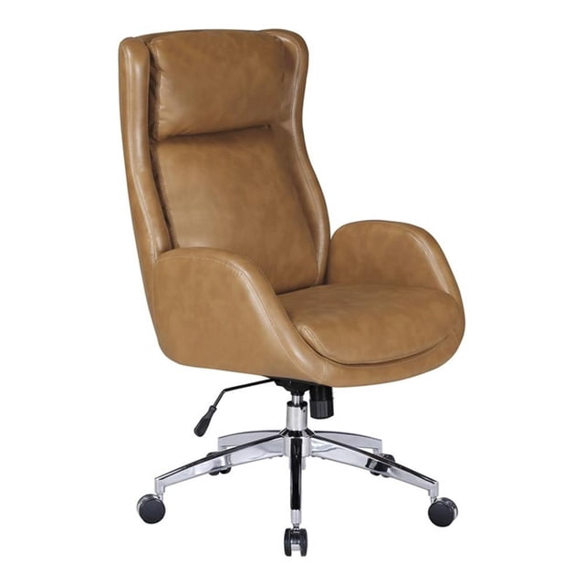 Scranton & Co Executive Office Chair in Nutmeg Faux Leather Tufted