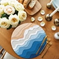 thumbnail image 2 of Blue Geometric Beach Round 13 Inch Placemats Set of 2, Ombre Waves Moire Abstract Art HeatResistant Non Slip Place Mats for Dining Table, Wipeable Braided Kitchen Table Mats for Housewarming, 2 of 9