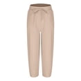 thumbnail image 6 of Krdevn Girls' Linen-Blend Cropped Pants, Comfortable Wide-Leg Trousers with Pockets, Stylish Everyday Wear for Spring & Summer,11-12 Years, 6 of 7
