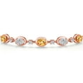 thumbnail image 3 of 18K Rose Gold Plated Silver Yellow Citrine and White Lab Grown Diamond and Moissanite Tennis Bracelet for Women | 3.58 Cttw | November Birthstone | Oval Checkerboard 7X5MM | Fully Adjustable 10 inch, 3 of 6