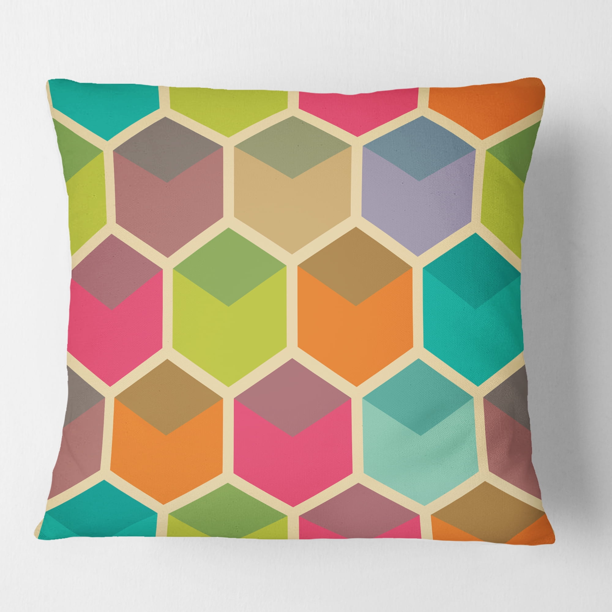 Designart Retro Hexagon Pattern I' Mid-Century Modern Throw Pillow - 16x16