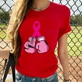 thumbnail image 2 of Lolmot Cancer Shirt for Women Breast Cancer Awareness T-Shirt Pink Ribbon Boxing Gloves Print Shirts Short Sleeve Round Neck Tee Tops, 2 of 5