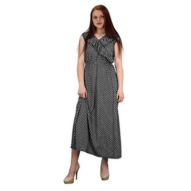 Peach Couture Robe Longue Maxi d'Été pour Femme à Pois Sans Manches Décontractée de Cocktail Noire Grande