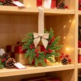 thumbnail image 6 of 1 Pack Farmhouse Mini Christmas Cabinet Wreath, Berries with Khaki Bow, Rattan Plastic Decor for Kitchen, Window & Door, 10.6in, 6 of 10