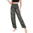 thumbnail image 5 of SWSMCLT Women's Hippie Pants Beach Floral Printed Smocked Waist Indian Thain Bohemian Boho Yoga Harem Pant Cinch Bottom Jogger Lounge Olive One Size, 5 of 5