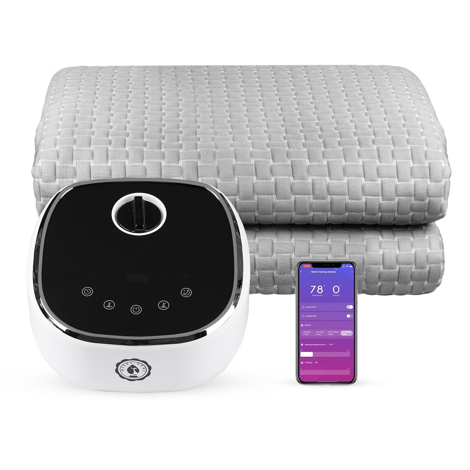 Jacquard Water Heated Under-blanket Mattress Pad Topper Voice u0026 APP King -  Walmart.com