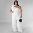 thumbnail image 3 of AURA Women Plus Size One Shoulder Jumpsuit Wide Leg High Waist Casual Outfit Summer Elegant Romper, 3 of 6