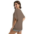 thumbnail image 4 of Women Oversized T-Shirt Round Neck Pull On T-Shirt Basic Casual Loose Fit Workout Tops, 4 of 7