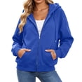 thumbnail image 6 of Women's Lightweight Hoodies Full Zip Up Oversized Sweatshirts with Pockets Long Sleeve Thin Casual Hooded Jackets Solid Drawstring Sweatshirt, 6 of 6