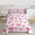 thumbnail image 2 of Homewish Fashion Pink Ribbon Queen Comforter Set for Kids, Cute Cartoon Cherry Fruit Bedding Sets, Princess Style Reversible Bedding Comforter Set, Microfiber Bedroom Decor, 3pcs, 2 of 8