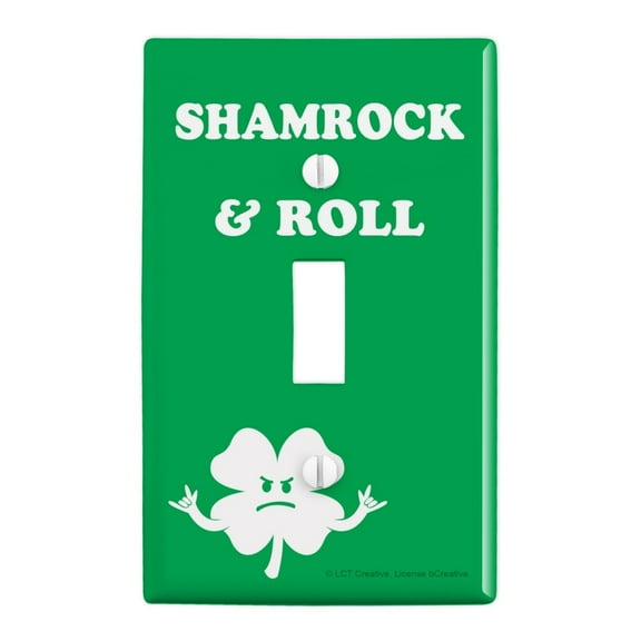 Shamrock and Roll Irish Rock Funny Humor Plastic Wall Decor Toggle Light Switch Plate Cover