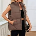 thumbnail image 5 of Puffer Vest for Female'S Outerwear Vests Puffy Oversized Quilted Vest Tops Jackets Coat with Pockets Brown XXL, 5 of 6