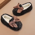 thumbnail image 6 of SuTry Girls Bow Decor Fuzzy Closed Heel House Slippers Plush Lining Non-Slip Sole for Kids Indoor Outdoor Winter Daily Wear(Black,5-5.5 Years), 6 of 6