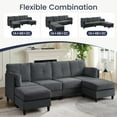 thumbnail image 4 of ZAFLY U Shaped Sectional Sofa, 6-Seats Modular Sectionals with Removable Ottoman, Corduroy Couches and Sofas for Living Room, Dark Gray, 4 of 6