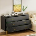 thumbnail image 4 of CARPETNAL Black Dresser for Bedroom, 6 Drawer Dresser with Wide Drawers and Gold Metal Handles, Wood Dressers & Chest of Hallway, Entryway., 4 of 16