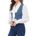 thumbnail image 4 of INSPIRE CHIC Women's Denim Button up Scoop Neck Sleeveless Coppped Vest Jacket Light Blue XL, 4 of 5
