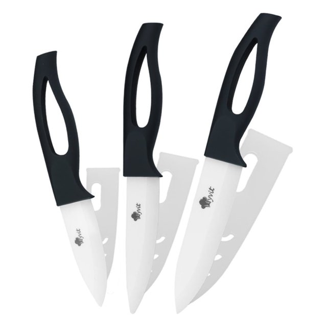 Ceramic Knife Set for Kitchen Sharp Slicing Knives 5-inch 4-inch 3-inch Fruit Paring Knives Sets Sharp Slicing Knives with Sheaths Covers Household Cutter Tools