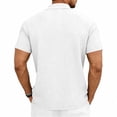thumbnail image 5 of Mens Polo Shirts Solid Color Summer Casual Knit Short Sleeve Button Down with Pattern Business Collar Breathable Golf Shirts for Men White M, 5 of 7