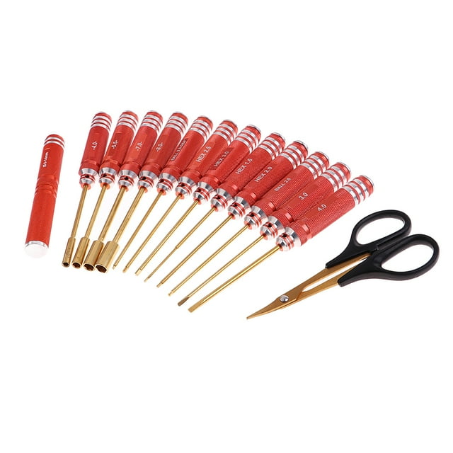 Kit de herramientas de helicóptero RC Hugo 14 piezas color rojo oro