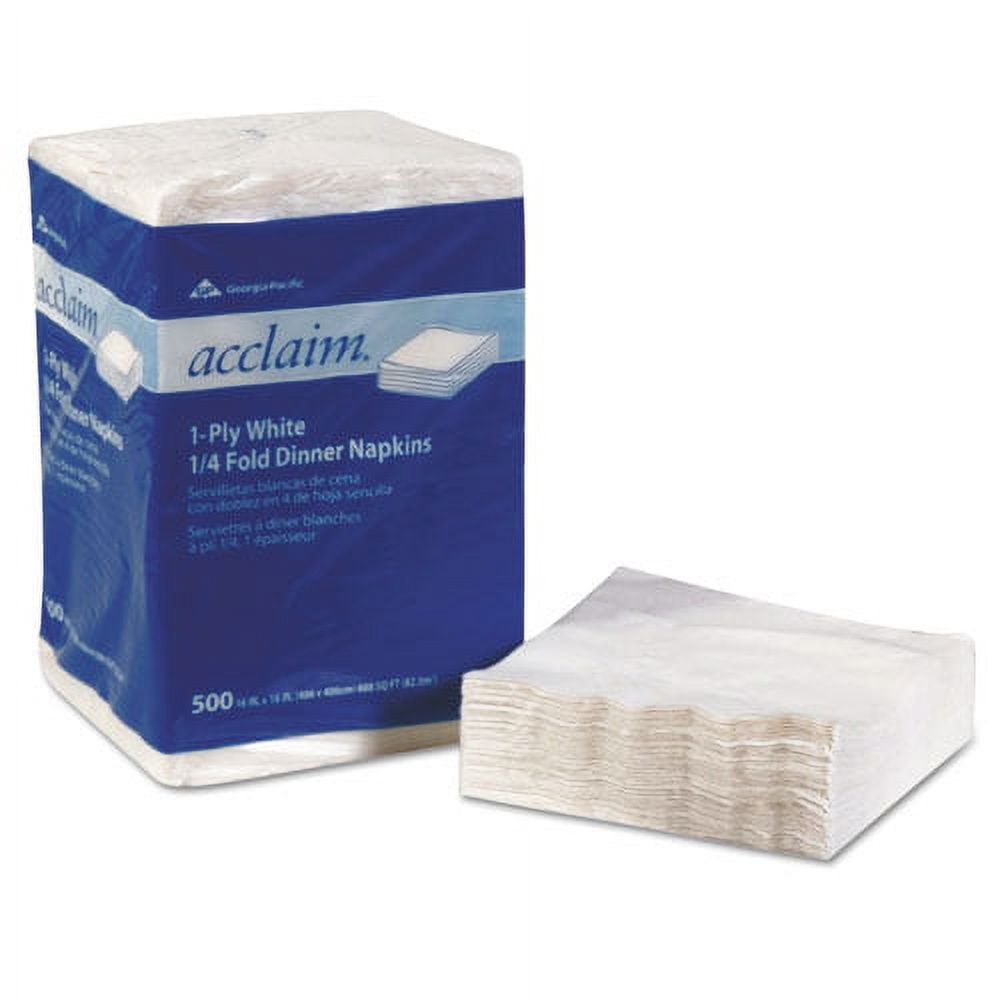 Acclaim 1/4 Fold Paper Dinner Napkins, White, 1-Ply, 16"x16", 500/pk, 8 Pk/ct | Bundle of 10 Cartons
