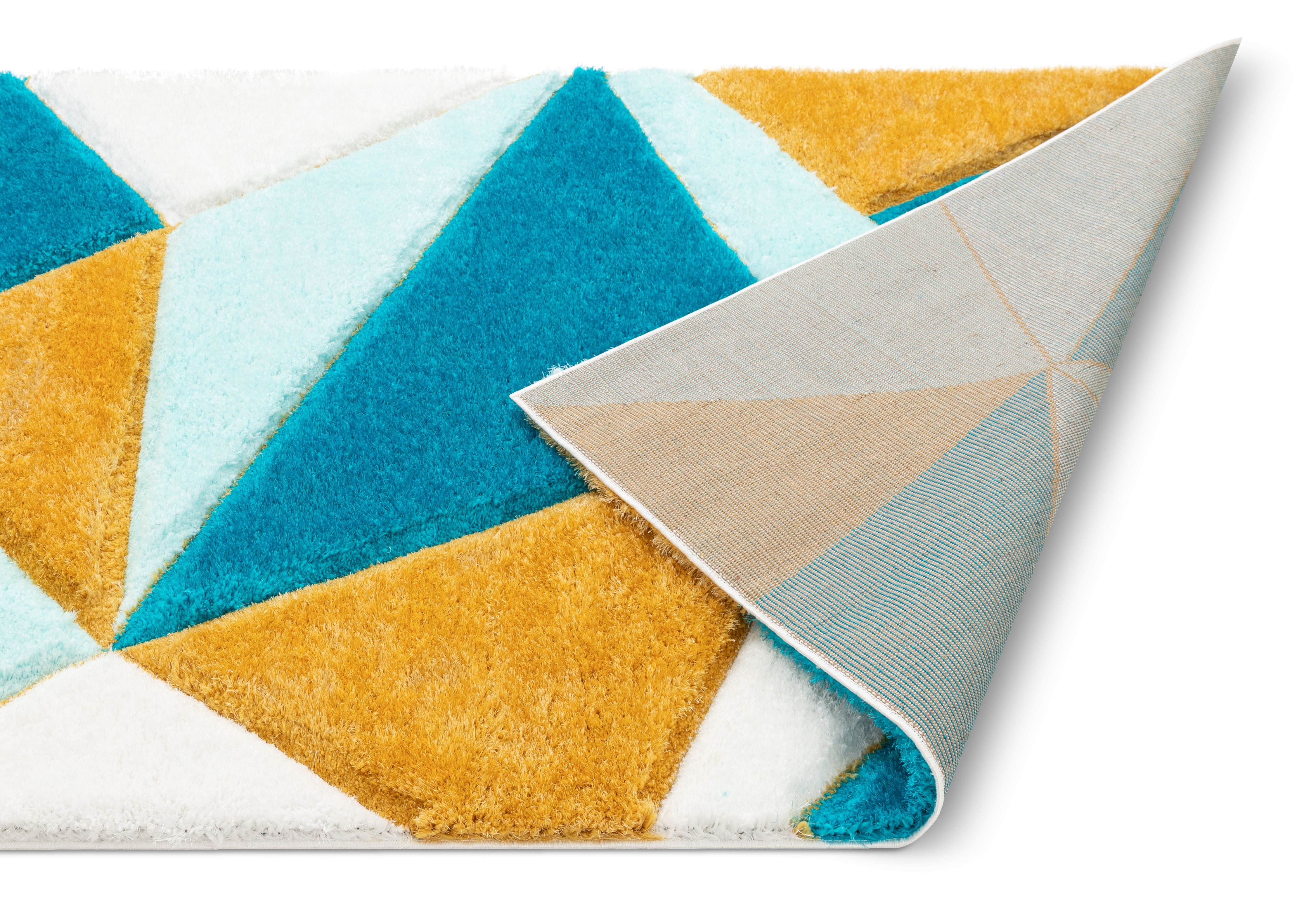 Well Woven San Francisco Venice Blue Modern Geometric Abstract 5'3" x 7'3" Shag 3D Textured Area Rug
