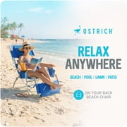 Ostrich The Deluxe 3N1 Lightweight Outdoor Beach Lounge Chair with Footrest, Blue
