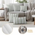 thumbnail image 6 of 2 Pack Outdoor Waterproof Throw Pillow Covers,Sage Green Stripe Gray Line Decorative Square Pillow Case Patio Pillowcases for Chair Couch Sofa 16x16in, 6 of 9
